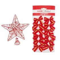 Kit Ponteira E 12 Laços De Natal De 6,5cm Lindos No Natal Kit Ponteira E 12 Laços De Natal De 6,5cm Lindos No Natal