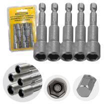 Kit Ponteira Soquete Canhão 1/4 Com 5 peças para Furadeira Kit Ponteira Soquete Canhão 1/4 Com 5 peças para Furadeira