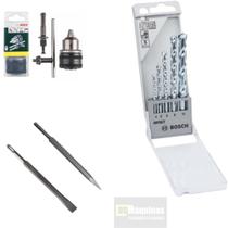kit ponteiro sds-plus 250mm +talhadeira +jogo de brocas p/ concreto+adaptador sdsplus