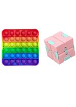 Kit Pop It Fidget Toy Anti Stress Arco-iris +Cubo Infinito