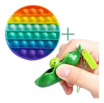 Kit Pop It Fidget Toy Colorido + 1 Ervilha Chaveiro