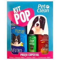 Kit Pop Pet Clean Shampoo + Condicionador + Perfume Cachorro e Gato Pets
