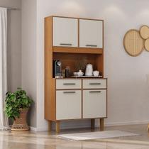 Kit Pop Plus - Armario para Cozinha MDP 4 Portas 2 Gavetas Bege/Cinamomo/Areia Kit Pop Plus - Armario para Cozinha MDP 4 Portas 2 Gavetas Bege/Cinamomo/Areia