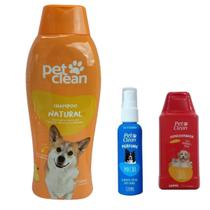 Kit Pop Shampoo PetClean Natural + Condicionador + Perfume Pet