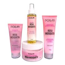 Kit Poran Rosa Mosqueta Com Oleo Cuidados com Corpo e Rosto Porán