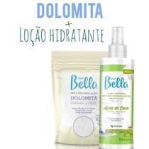 Kit Porcelana Depil Bella Dolomita 800g + Loção Hidratante Água de Coco Método Hidrossolúvel 300ml