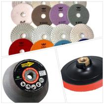 Kit Porcelanato : 2 Unid. Lixa d' Água + 1 Unid. Rebolo 3'' + 1 Unid. Suporte Espuma 4''