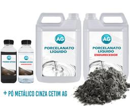 Kit Porcelanato Líquido Metálico Cinza Cetim AG por M²