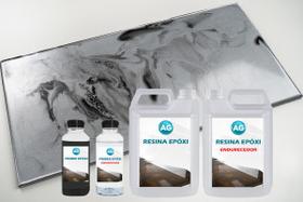 Kit Porcelanato Liquido Metálico Cinza Platinum / Preto Profundo AG por M² - Resinas ag