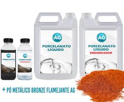 Kit Porcelanato Liquido Metálico Cobre Flamejante Ag Por M