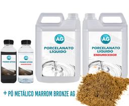 Kit Porcelanato Líquido Metálico Marrom Bronze Ag Por M