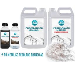 Kit Porcelanato Líquido Metálico Perolado Branco Ag Por M - Resinas Ag