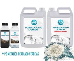 Kit Porcelanato Líquido Metálico Perolado Verde Ag Por M