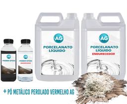 Kit Porcelanato Líquido Metálico Perolado Vermelho Ag Por M