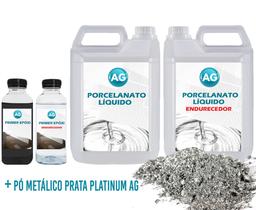 Kit Porcelanato Líquido Metálico Prata Platinum Ag Por M