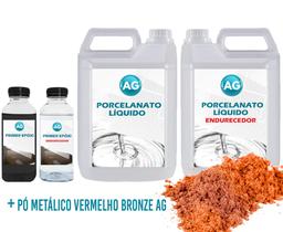 Kit Porcelanato Líquido Metálico Vermelho Bronze Ag Por M - Resinas Ag