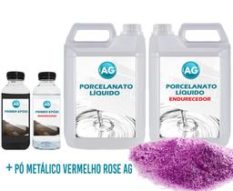 Kit Porcelanato Líquido Metálico Vermelho Rose Ag Por M