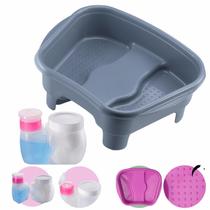 Kit Porta Acetona/Algodão + Bacia Pés Pedestal Pedicure Manicure Salão Beleza Multiuso Relax Dompel Kit Porta Acetona/Algodão + Bacia Pés Pedestal Pedicure Manicure Salão Beleza Multiuso Relax Dompel