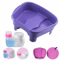 Kit Porta Acetona/Algodão + Bacia Pés Pedestal Pedicure Manicure Salão Beleza Multiuso Relax Dompel