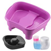 Kit Porta Acetona/Algodão Tigela Mão Bacia Pés Pedestal Pedicure Manicure Salão Beleza Relax Dompel - Rosa