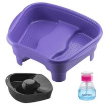 Kit Porta Acetona Tigela Mão Bacia Pés Pedestal Pedicure Manicure Salão Beleza Relax Dompel - Roxa