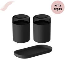 Kit Porta Algodão e Porta Cotonete com Bandeja Organizadora Linha Dual