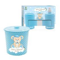 Kit Porta Algodão e Porta Sabonete Liquido + Lixeira - Azul
