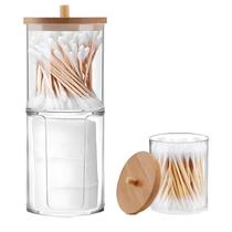 Kit Porta Algodão + Porta Cotonete em Acrílico com Tampa