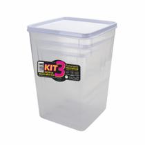 Kit Porta Arroz Café Acúcar 3 Peças Hermético 1,5, 3 e 4,5L Kit Porta Arroz Café Acúcar 3 Peças Hermético 1,5, 3 e 4,5L