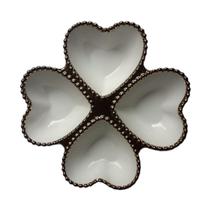 Kit Porta Bijuterias Joia Tigela de Cerâmica Trevo Coração