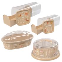 Kit porta bolo, pães e torrada 4 peças Plasutil