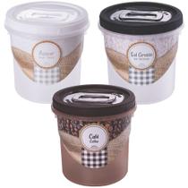 Kit porta café açúcar e sal grosso rosca 1,8 litros Plasutil Kit porta café açúcar e sal grosso rosca 1,8 litros Plasutil