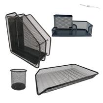 Kit Porta Caneta Bandeja Arquivo Organizador Mesa Escritório Kit Porta Caneta Bandeja Arquivo Organizador Mesa Escritório