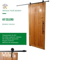 Kit Porta Celeiro Rustico Tubular Preto Roldana Aparente Kit Porta Celeiro Rustico Tubular Preto Roldana Aparente