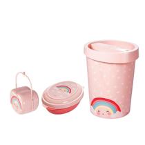 Kit Porta Chupeta Saboneteira Lixeira Menina Arco Iris Bebê