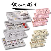 Kit Porta Colar Organizador Joia Bijuteria Caixa Veludo