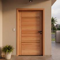 Kit Porta Completa BBB 80x210cm Fechadura Preta em Madeira Maciça Angelim Uniqdoor