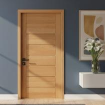 Kit Porta Completa BBB 92x210cm Fechadura Preta em Madeira Maciça Tauari