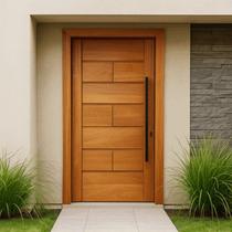 Kit Porta Completa Pivotante França 120x210cm Puxador Preto em Madeira Maciça Tauari