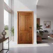 Kit Porta Completa Viena 80x210cm Fechadura Preta em Madeira Maciça Tauari Uniqdoor