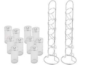 Kit Porta Condimento Com Suporte Vertical 10 Potes De Vidro Kit Porta Condimento Com Suporte Vertical 10 Potes De Vidro