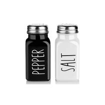 Kit Porta Condimento Sal e Pimenta Salt Pepper Vidro e Inox