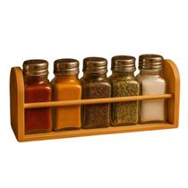 Kit Porta Condimentos Bambu 5 Potes Vidro 80ml Temperos Madeira Cozinha Inox Kit Porta Condimentos Bambu 5 Potes Vidro 80ml Temperos Madeira Cozinha Inox