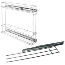 Kit Porta Condimentos e Porta Pano de Prato Triplo Aramados Deslizantes Móveis Planejados Cozinha Kit Porta Condimentos e Porta Pano de Prato Triplo Aramados Deslizantes Móveis Planejados Cozinha