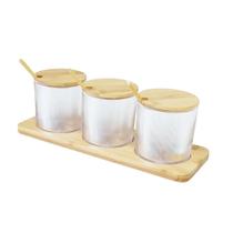 Kit Porta Condimentos Redondo Linha Bambu Fratelli Kit Porta Condimentos Redondo Linha Bambu Fratelli