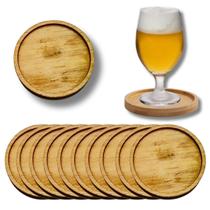 Kit Porta Copos Bolacha 8cm Bambu Redondo 10 Pçs Gourmet Mix