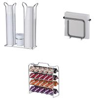 Kit Porta Copos De Café E Água Mexedor + Porta Guardanapos + Porta Cápsulas Três Corações cromado Kit Porta Copos De Café E Água Mexedor + Porta Guardanapos + Porta Cápsulas Três Corações cromado