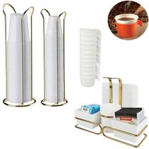 Kit Porta Copos Descartável De Mesa Café Chá Água 50/80/200ml Suporte Porta Sachês Guardanapo Branco - Future