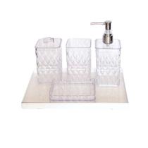 Kit porta cotonete escovas dental dispenser sabão líquido saboneteira pia bandeja lavabo decorativa