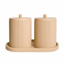 Kit Porta Cotonetes e Algodão com Bandeja - Organizador Minimalista para Banheiro, Penteadeira, Bancada e Closet - Kit Porta Cotonetes e Algodão com Bandeja - Organizador Minimalista para Banheiro, Penteadeira, Bancada e Closet -